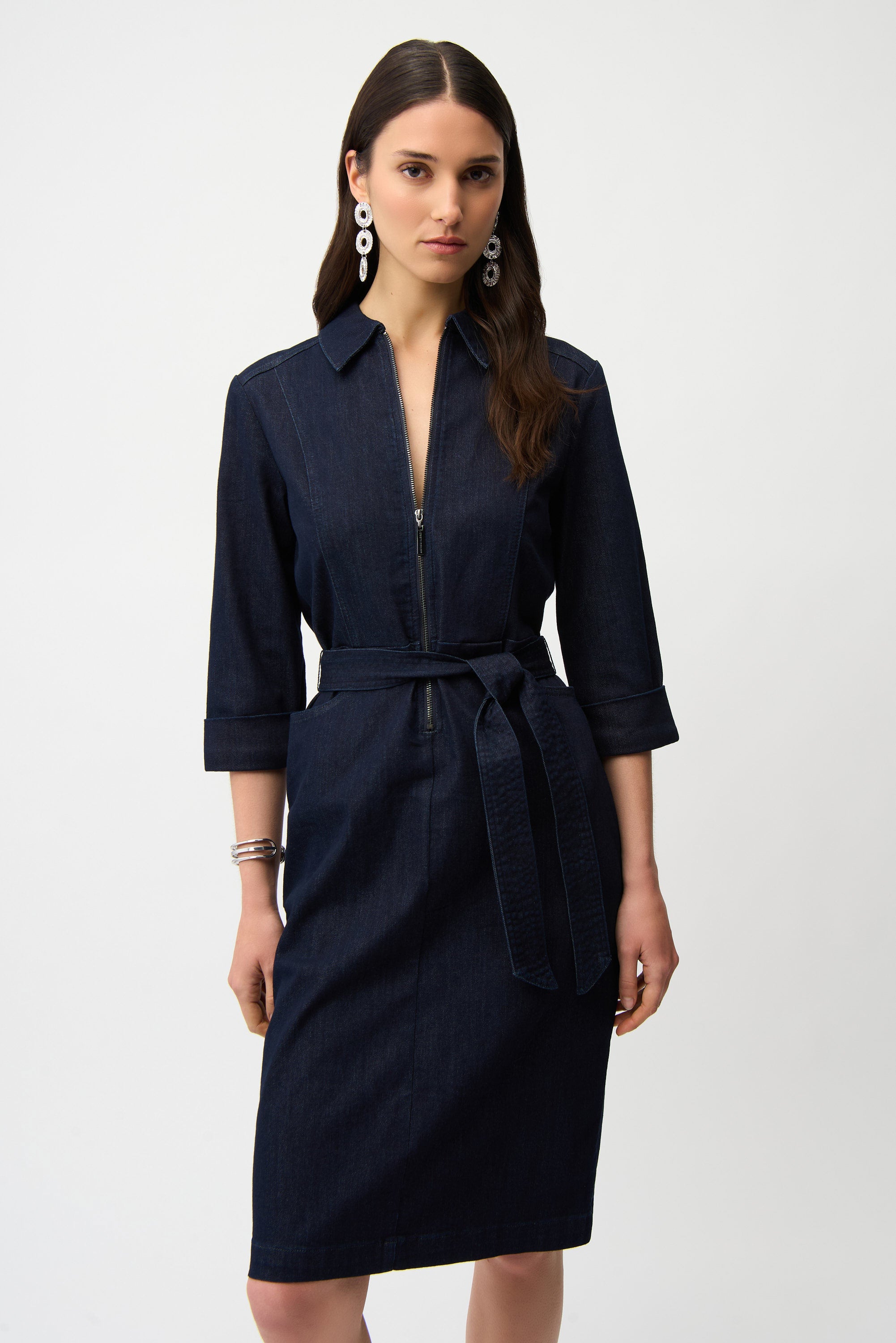 Denim Belted Dress 261900 Joseph Ribkoff – Just Girls Boutique