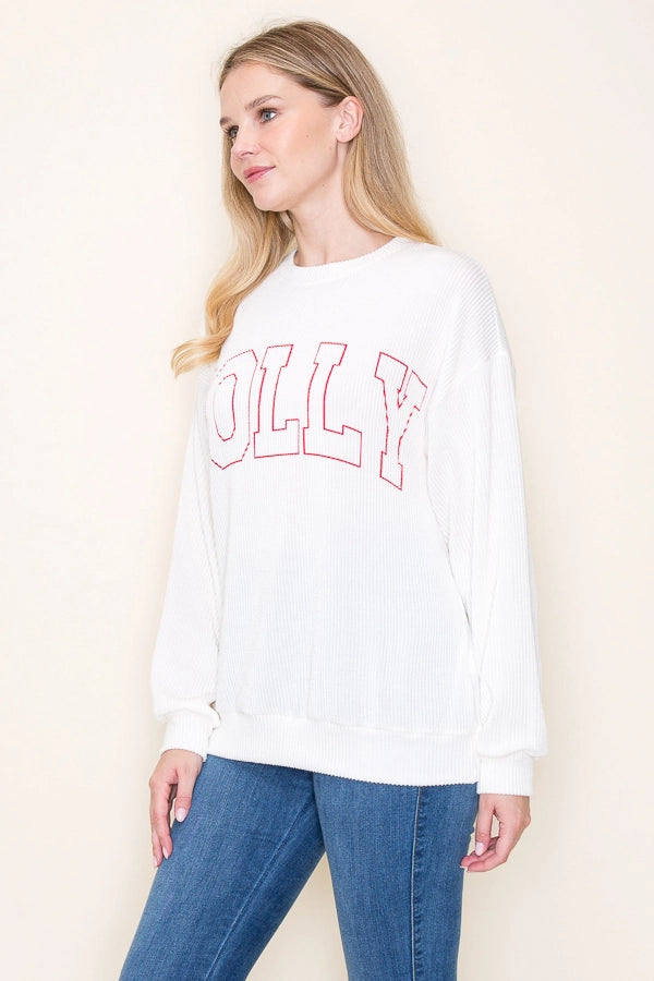 Jolly Ribbed Sweater, White