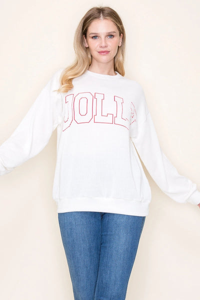 Jolly Ribbed Sweater, White