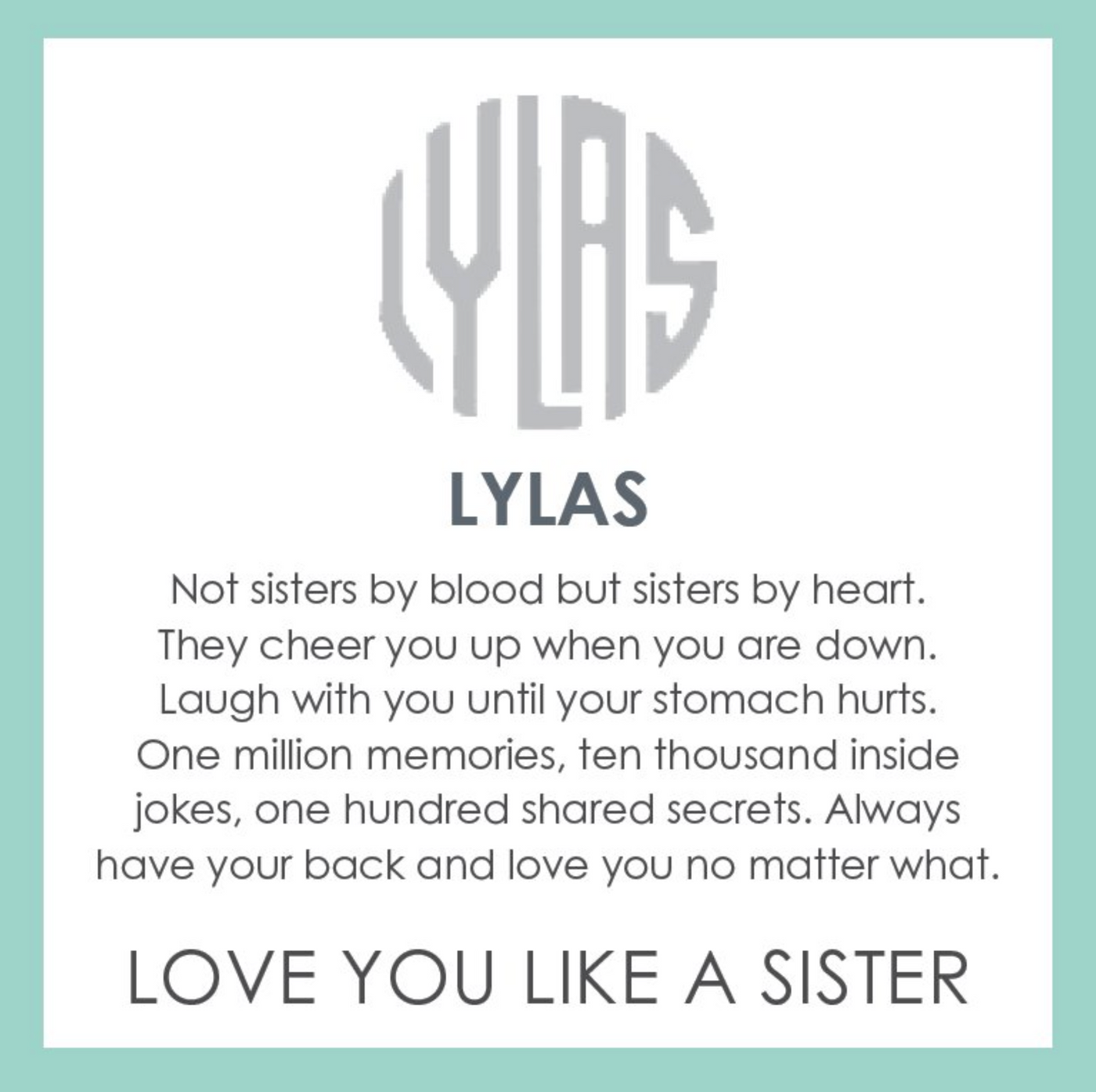 LYLAS (Love You Like A Sister) Pendant, Small, 19mm