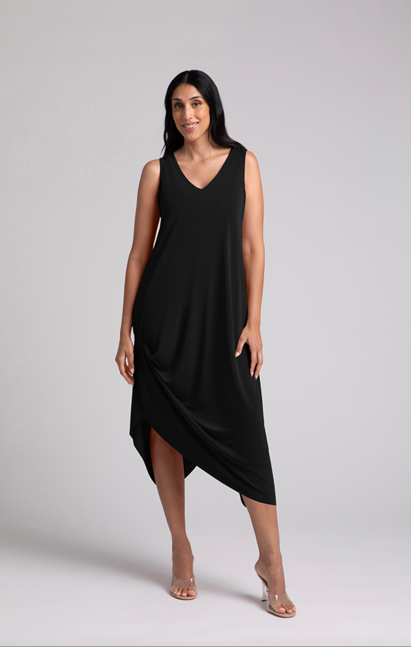 Sleeveless Drama Dress, Black