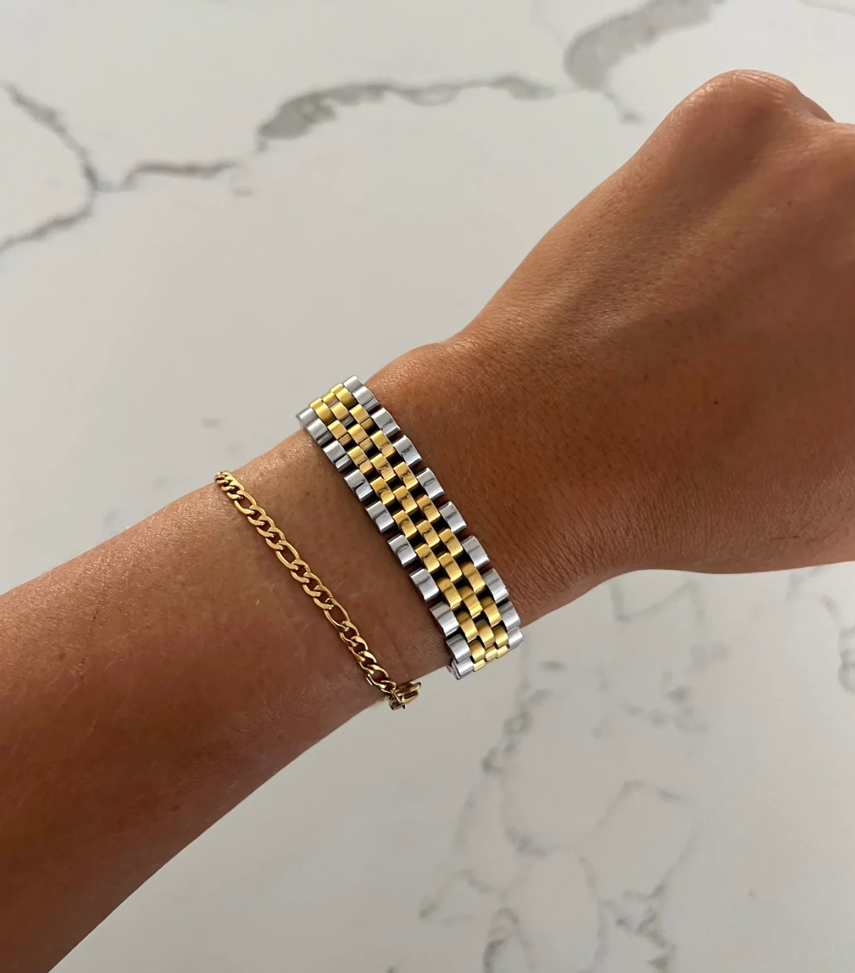 Two Toned Watch Band Bracelet