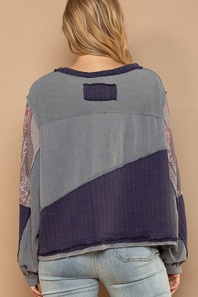 Peace Patchwork Pullover, Blue Navy