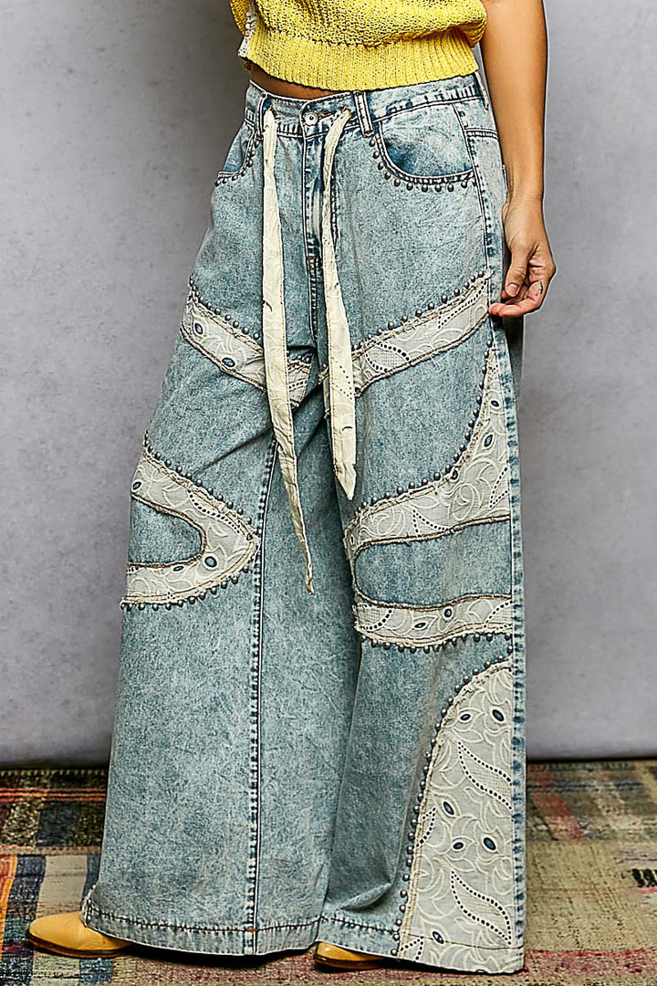 Free Spirit Lace Wide Leg Denim