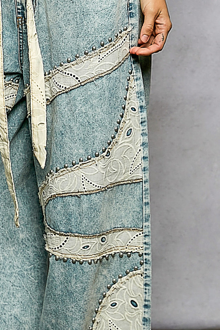Free Spirit Lace Wide Leg Denim