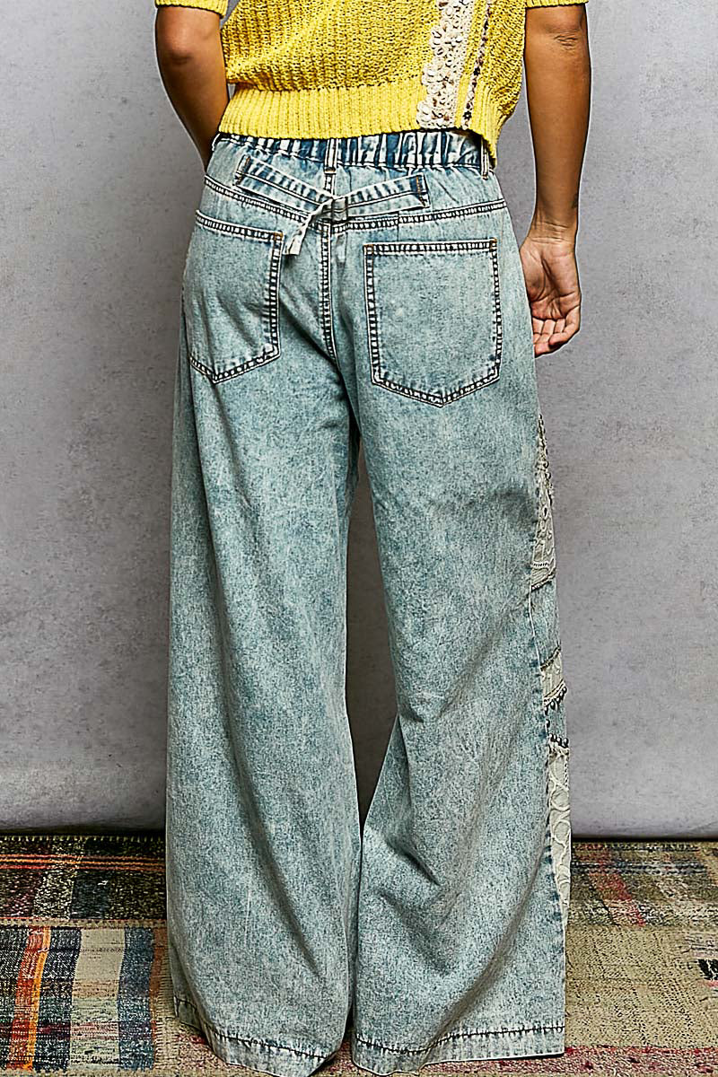 Free Spirit Lace Wide Leg Denim