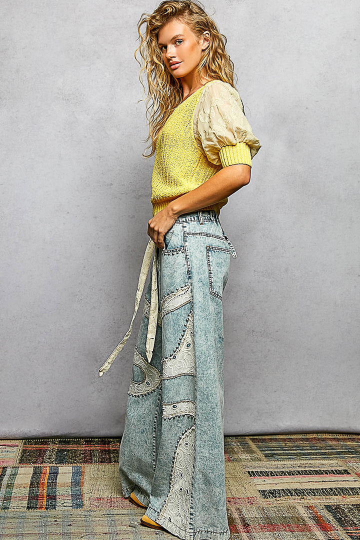Free Spirit Lace Wide Leg Denim