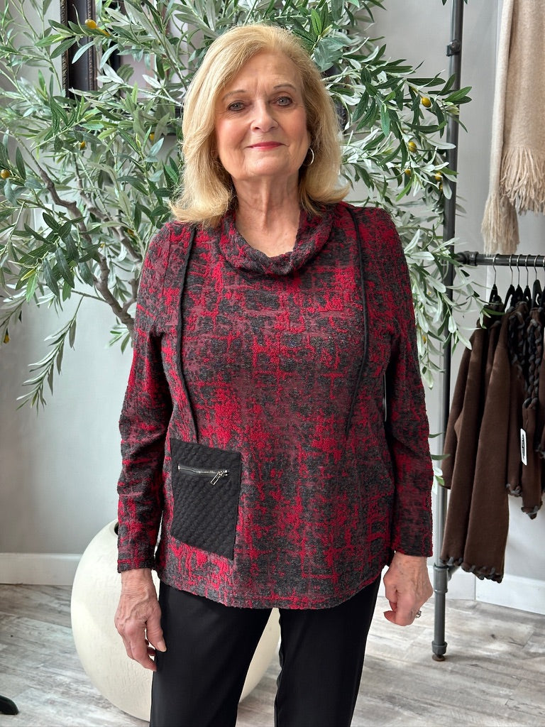 Ribbon Red Cowl Tunic
