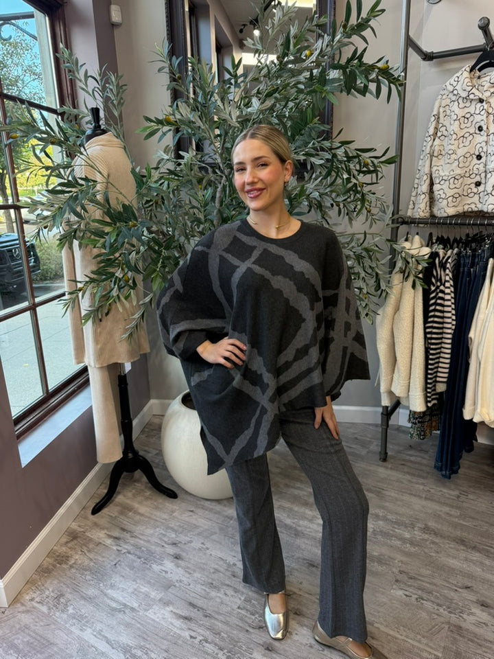 Abstract Knit Poncho