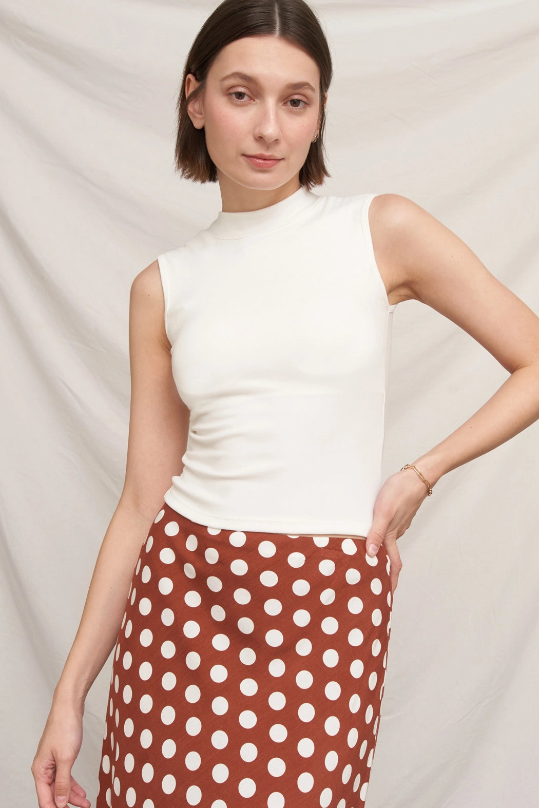 Gigi Mock Neck Bra Top by En Creme, view 8