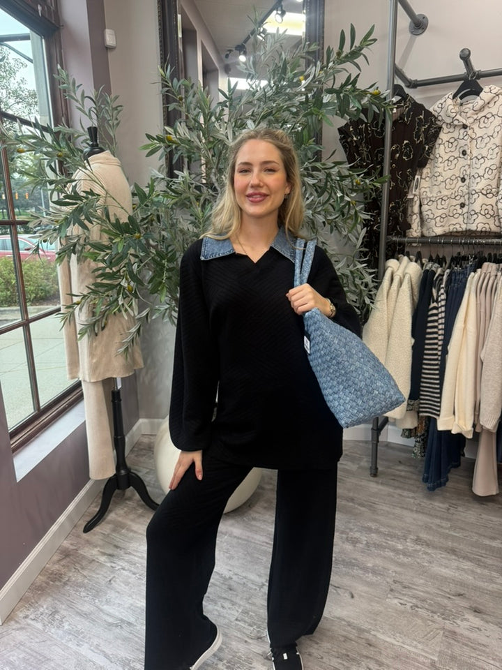 Chevron Charm Wide Leg Pant