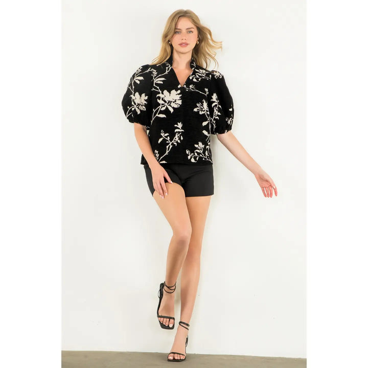 Chenille Puff Sleeve Top