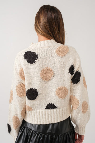 Java Chip Dotted Sweater, Cream
