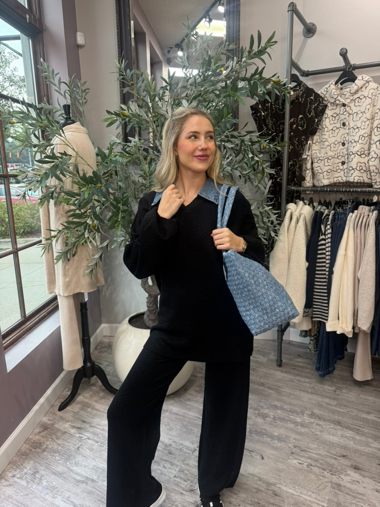 Chevron Charm Wide Leg Pant