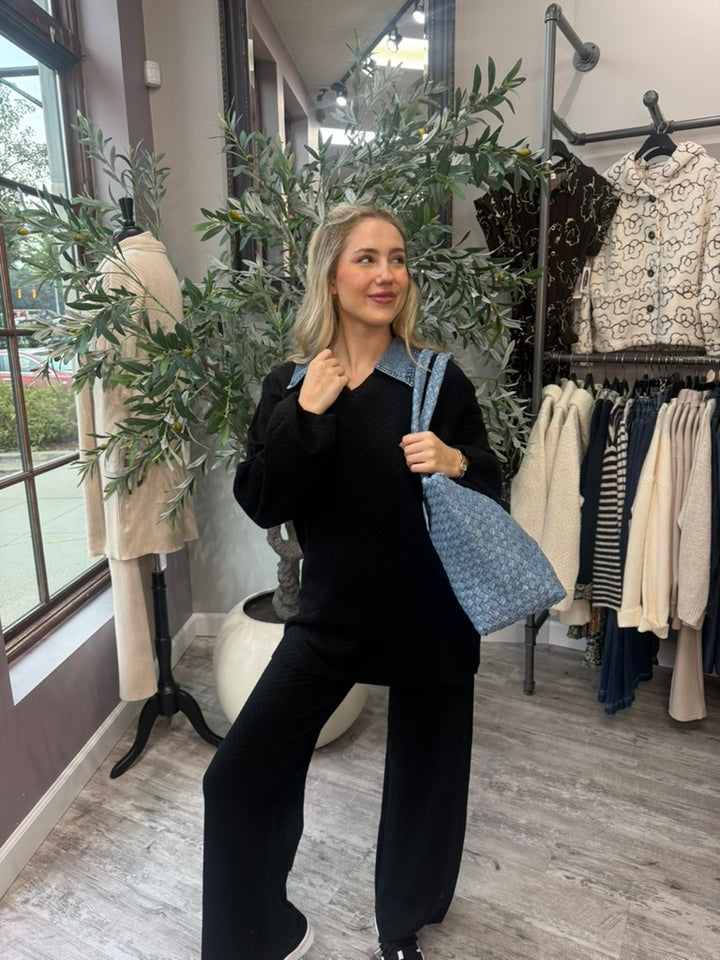 Chevron Charm Wide Leg Pant