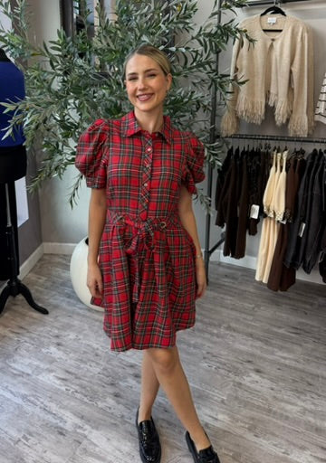 Mistletoe Magic Plaid Dress
