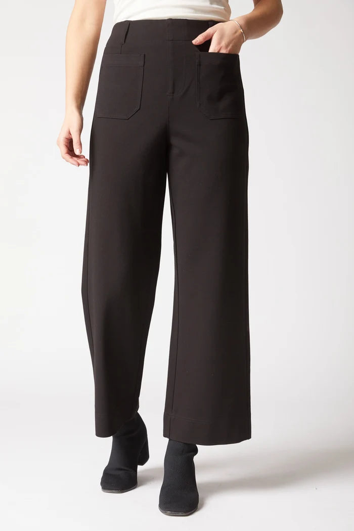 Habitat Clothes Luxe Ponte Crop Wide Leg Pant in Black, side view