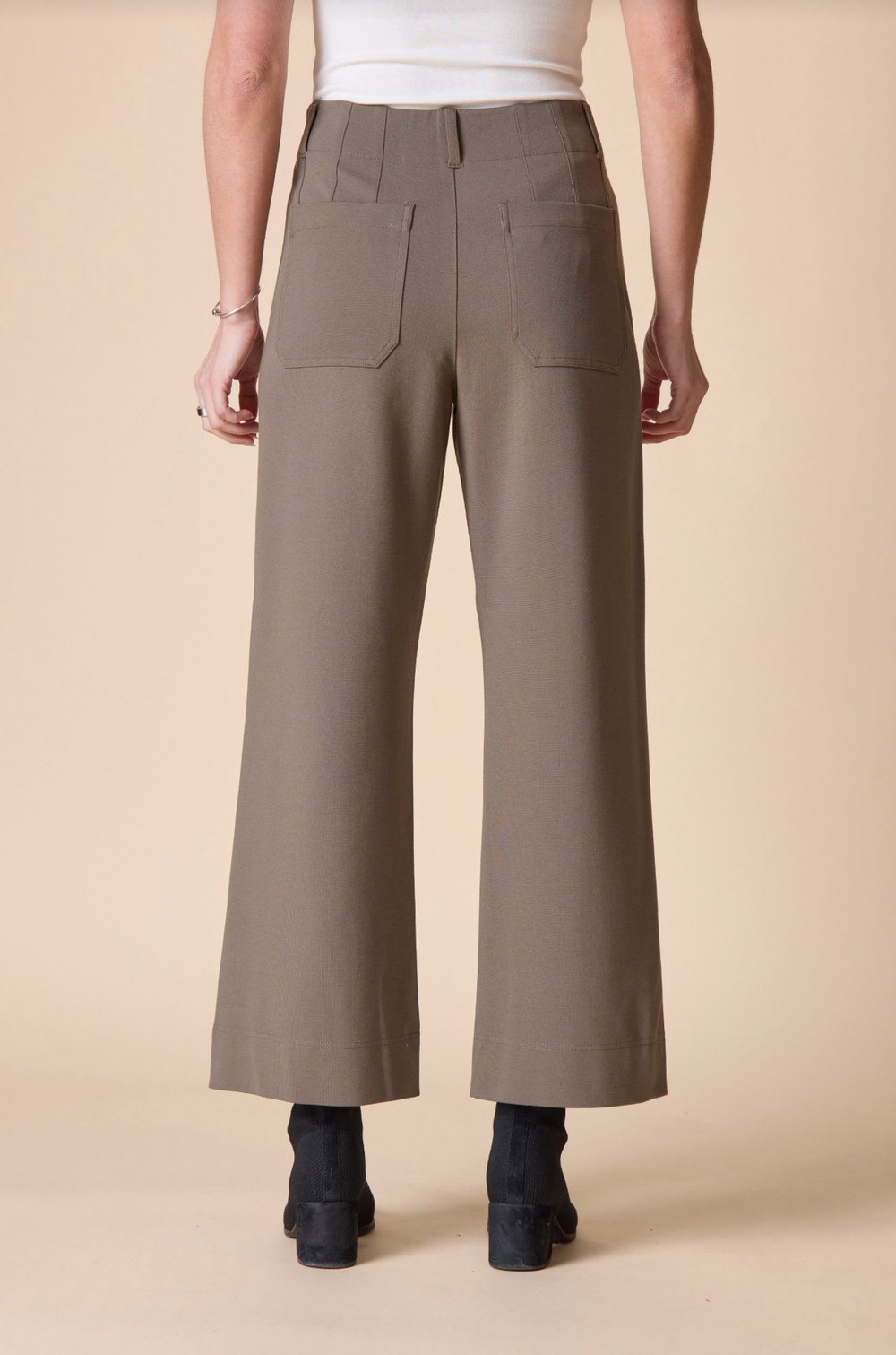 Habitat Clothes Luxe Ponte Crop Wide Leg Pant in Umber, side view