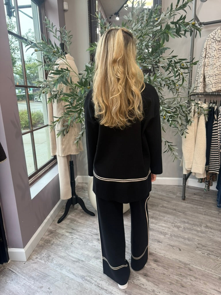 Tonal Stripe Wide Leg Pant