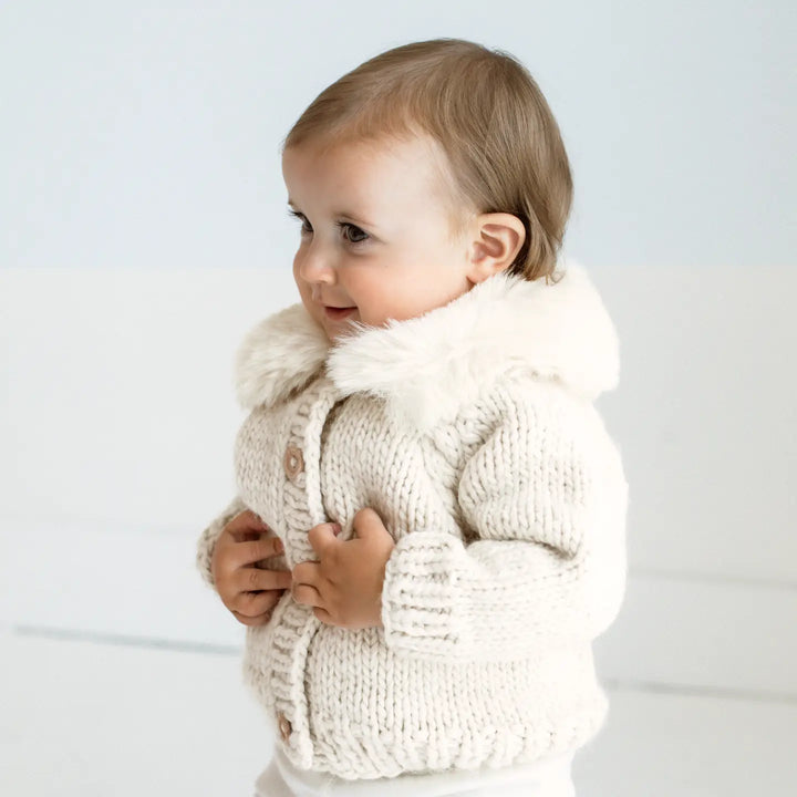 Fur Collar Baby Cardigan