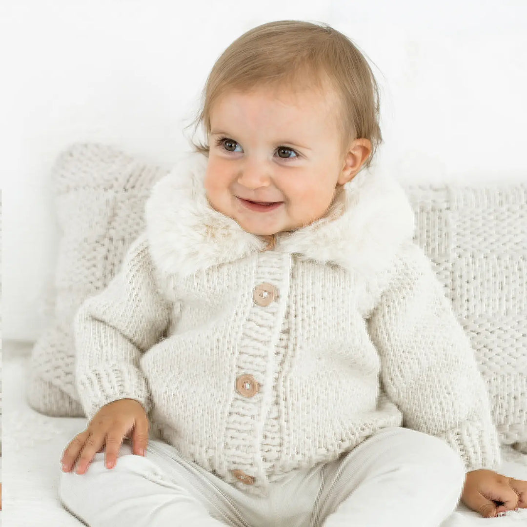 Fur Collar Baby Cardigan