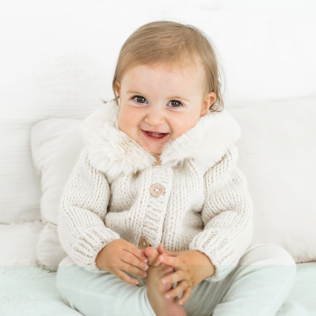 Fur Collar Baby Cardigan