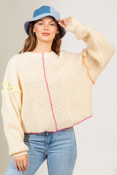 Cotton Candy Waffle Knit Top