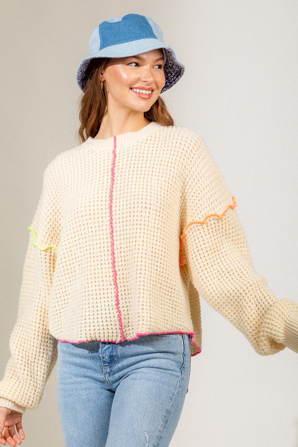 Cotton Candy Waffle Knit Top