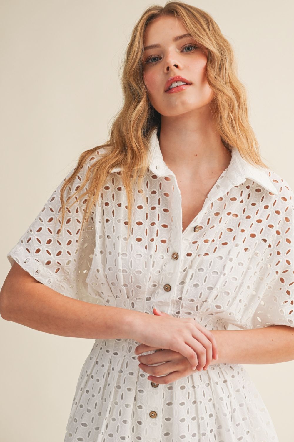 eyelet t shirt dress Julia Eyelet Shift Dress