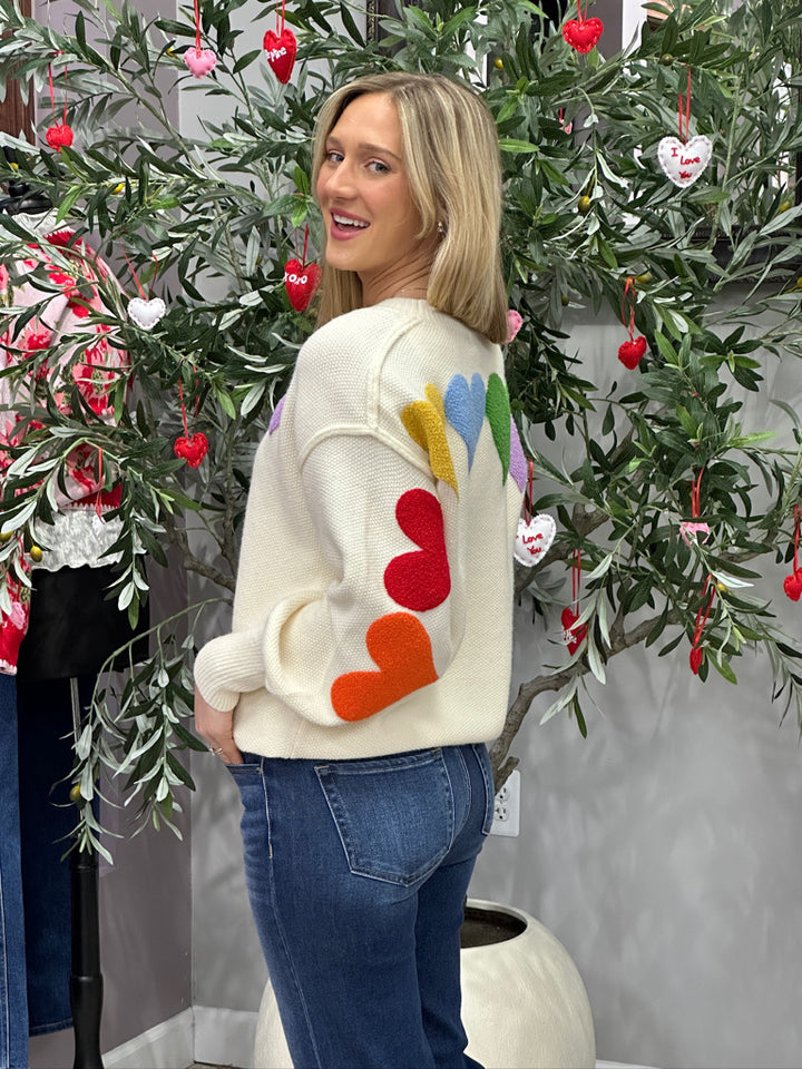 Rainbow Hearts Sweater, FINAL SALE