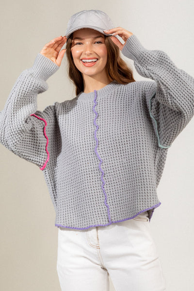 Ready or Not Waffle Knit Top