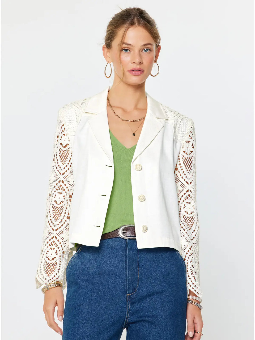 Veranda Views Crochet Sleeve Jacket