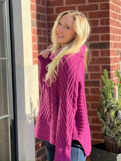 Magenta Moment Cable Sweater