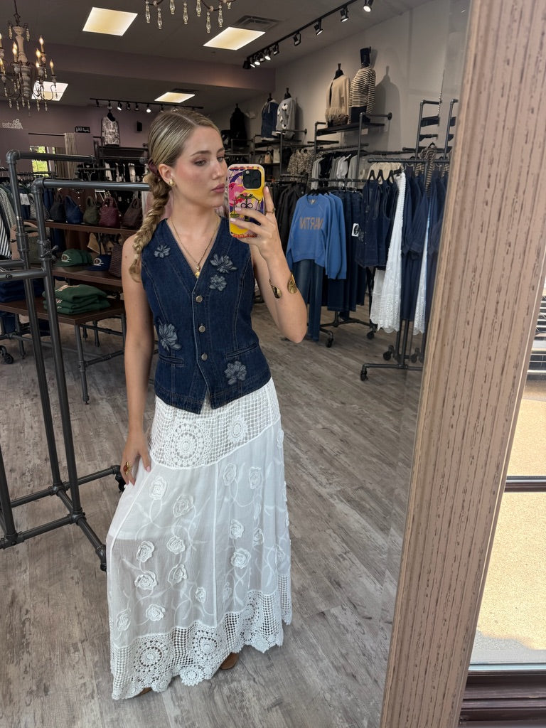 Boho Blossom Crochet Maxi Skirt