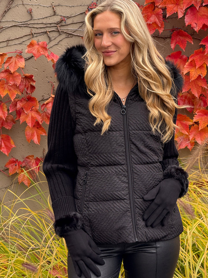 Soho Chic Knit Sleeve Puffer Jacket