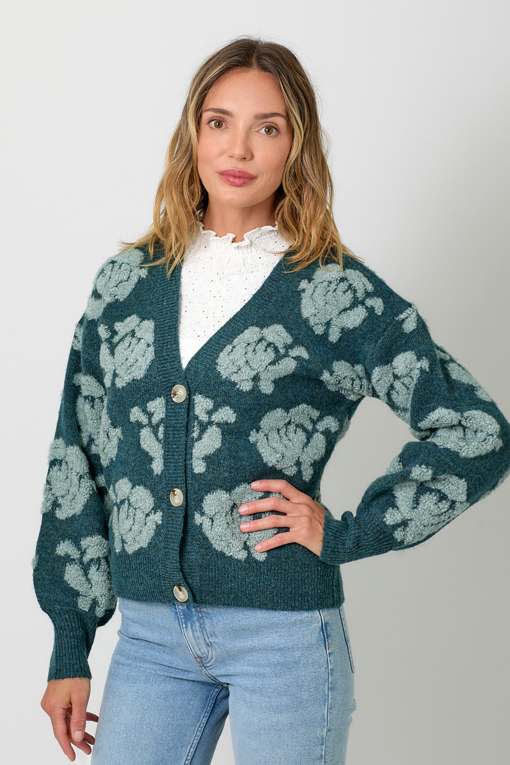 Floral Embossed Cardi