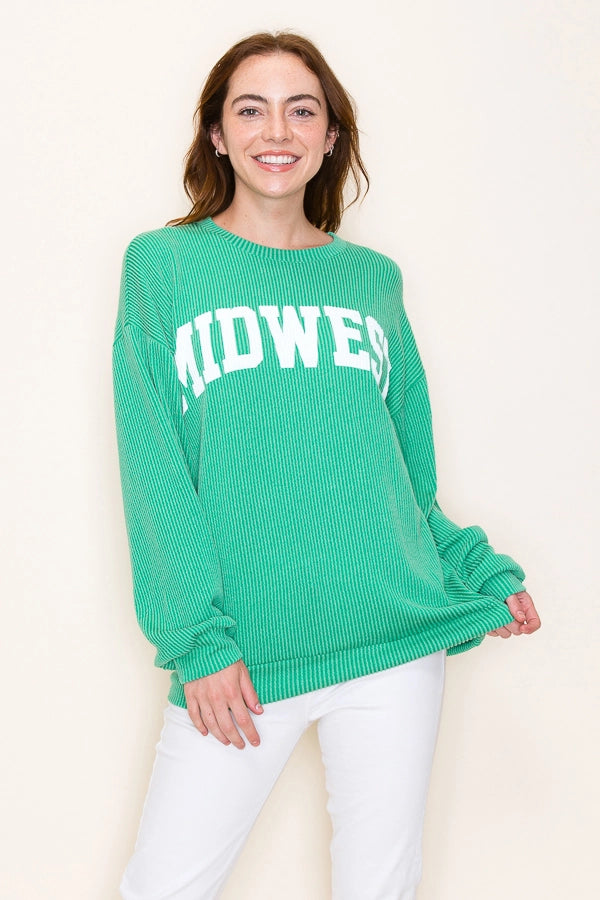 Midwest Ribbed Pullover, Green