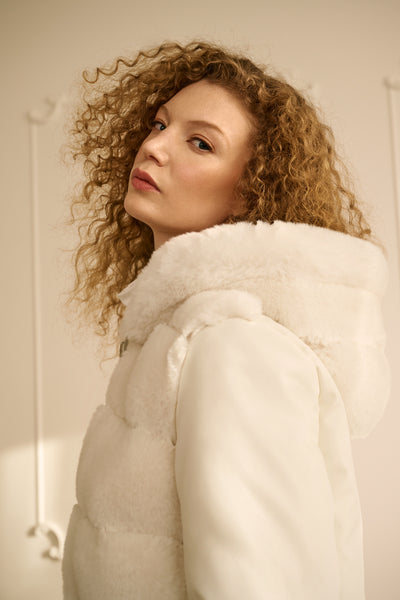 Blair Faux Fur Puffer Coat, Vanilla