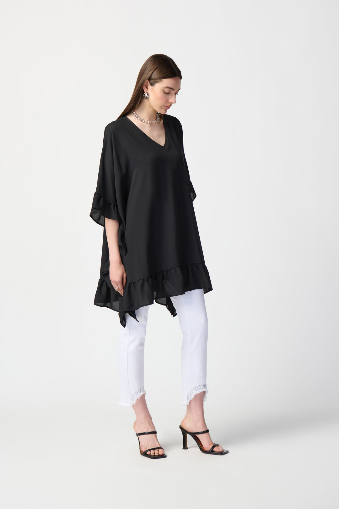 Georgette Ruffled Poncho Tunic