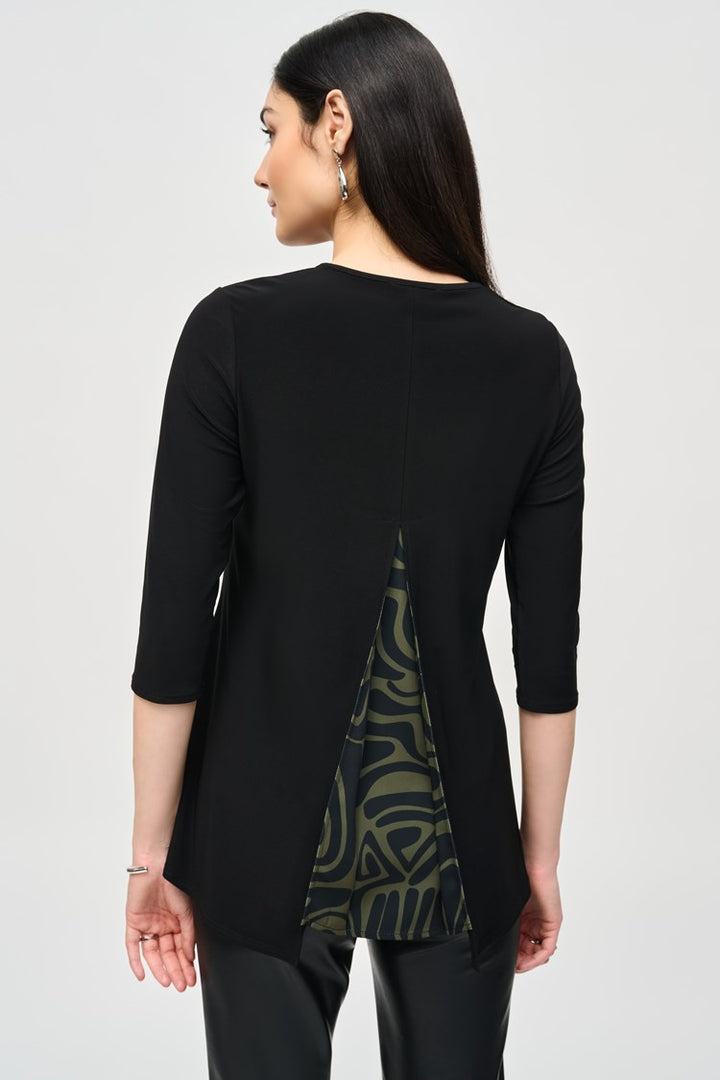 Split Layered Tunic, Olive/Black