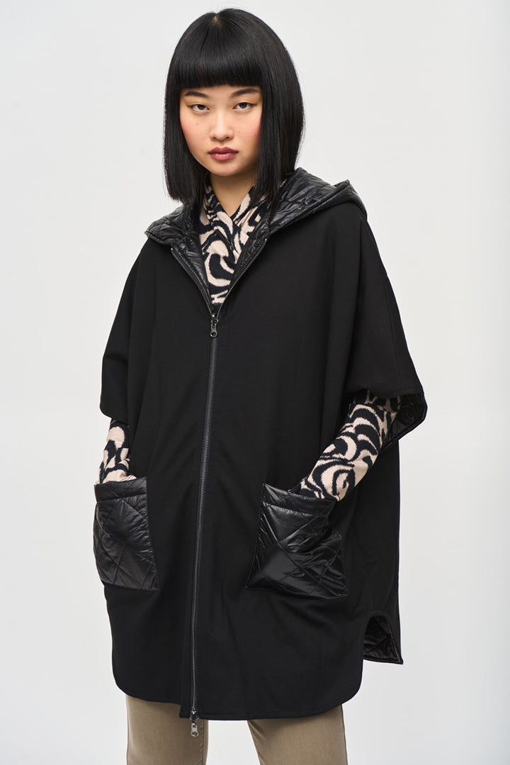 Reverie Reversible Hooded Cape, Black