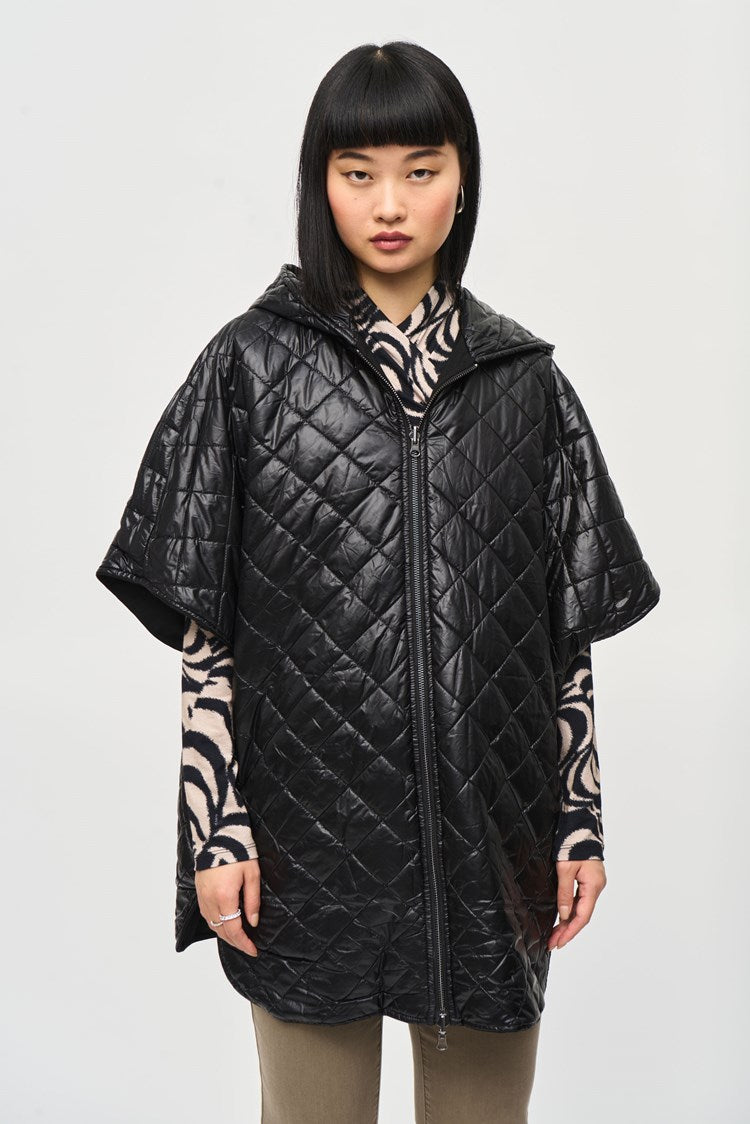 Reverie Reversible Hooded Cape, Black