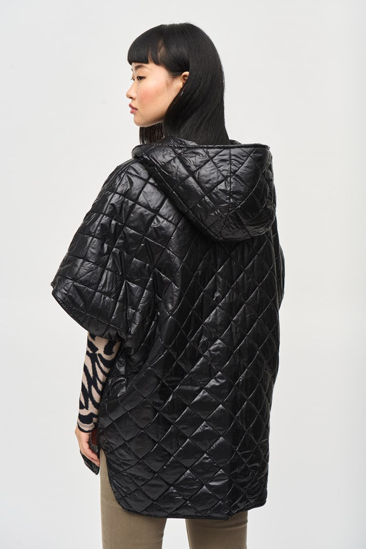 Reverie Reversible Hooded Cape, Black