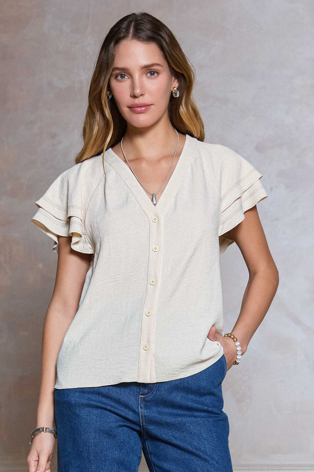 Flutter Away Button Tee