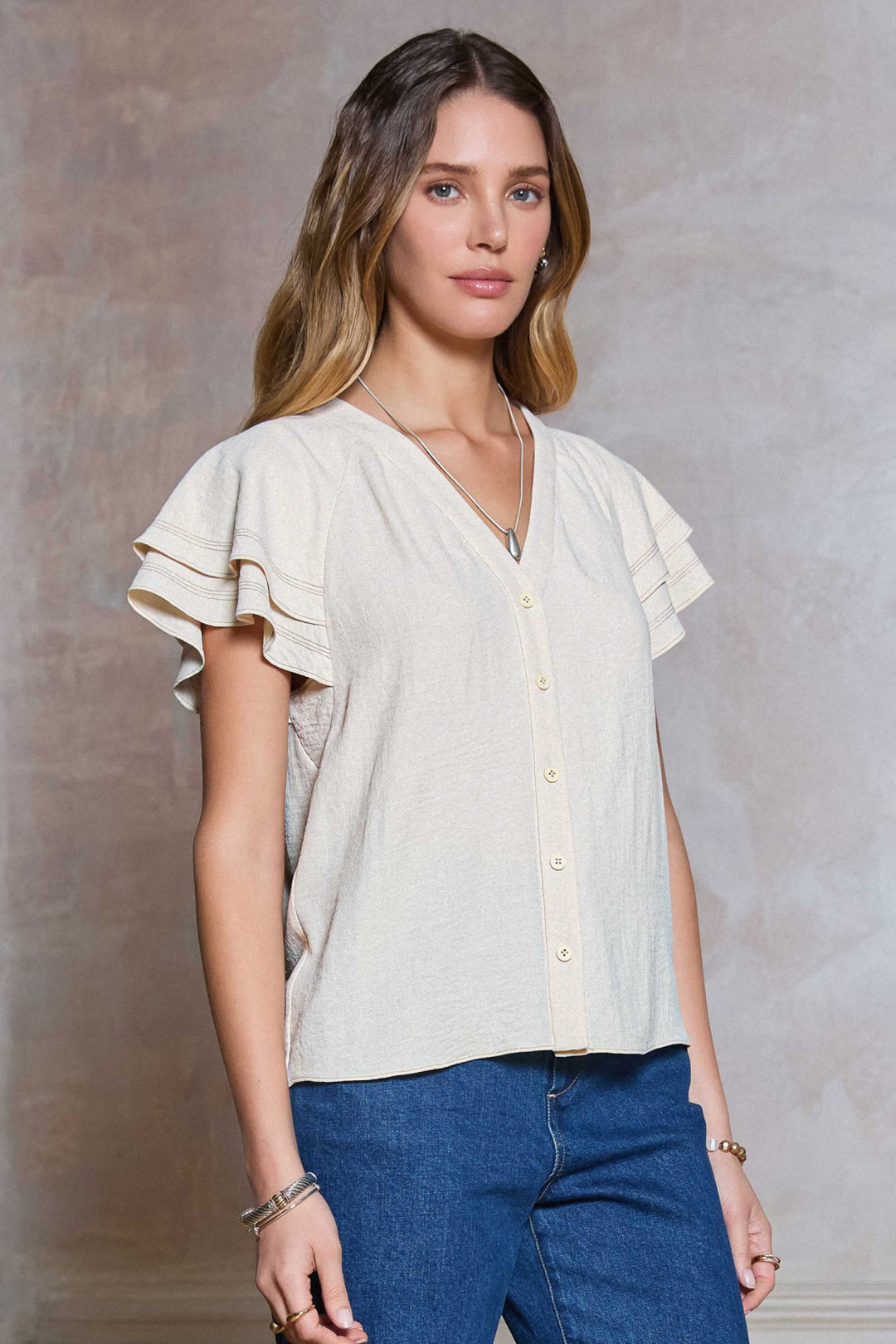 Flutter Away Button Tee