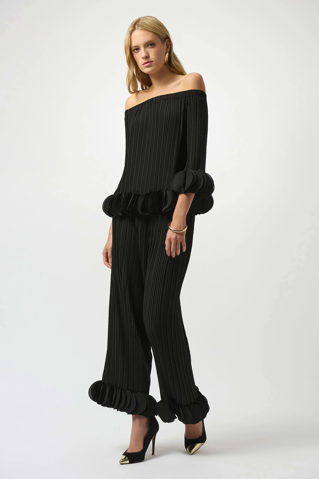 Georgette Off The Shoulder Pleated Top