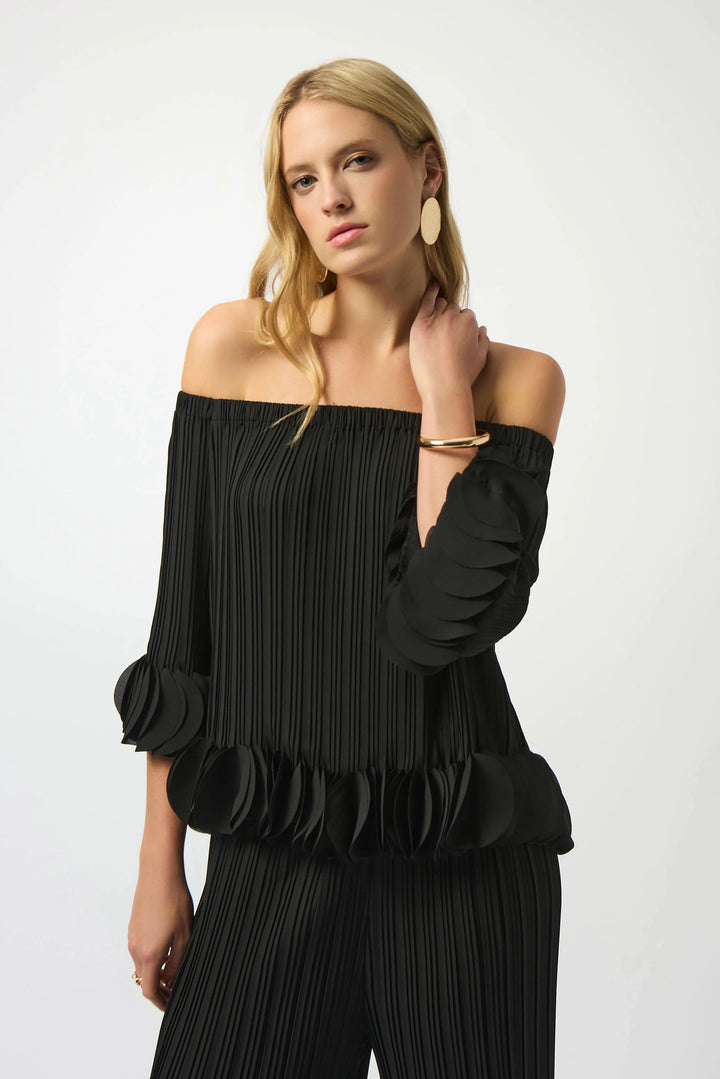 Georgette Off The Shoulder Pleated Top
