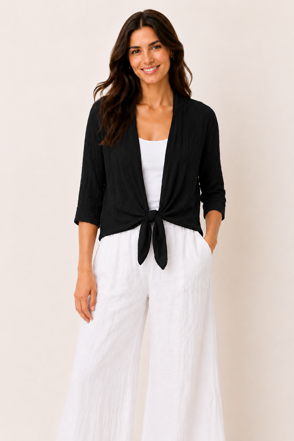 Crinkle Tie Cardigan