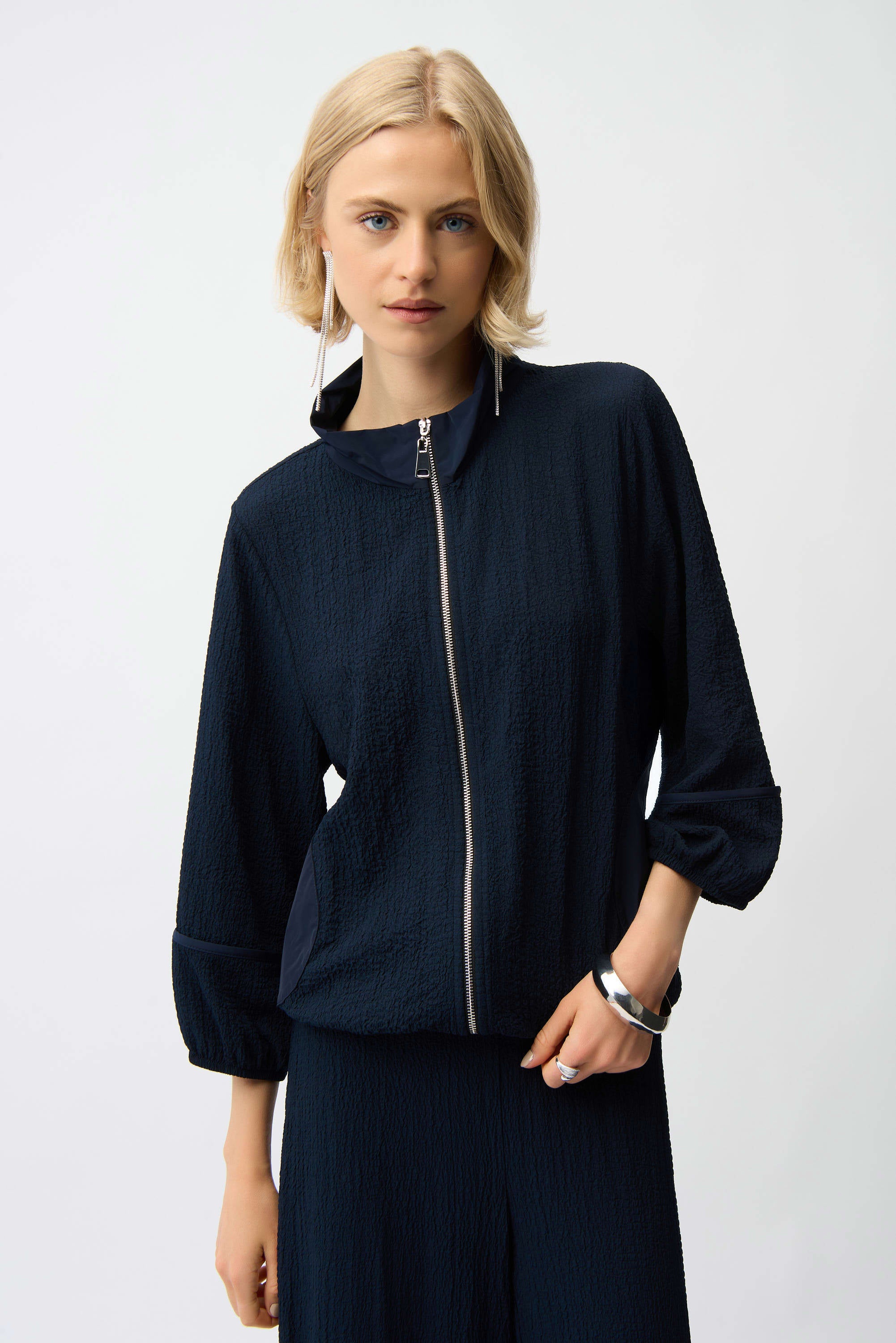 Seersucker Bomber Jacket 261066 Joseph Ribkoff – Just Girls Boutique