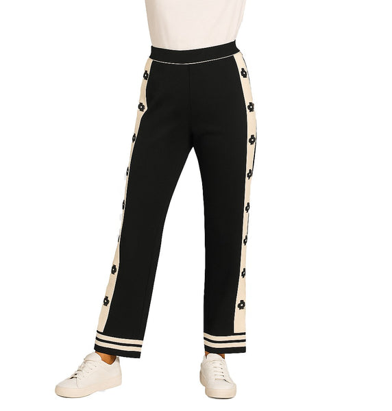 Noir Bloom Pants | Floral Side-Stripe Jogger | 261335 Orly – Just